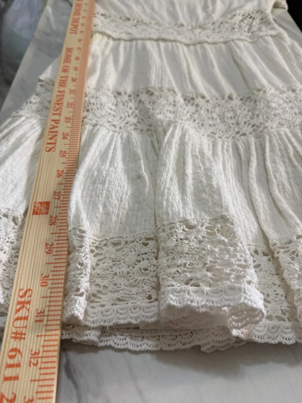 Free People White Crochet Lace Mini Dress Size 6 Boho Bridal Shower Bachelorette